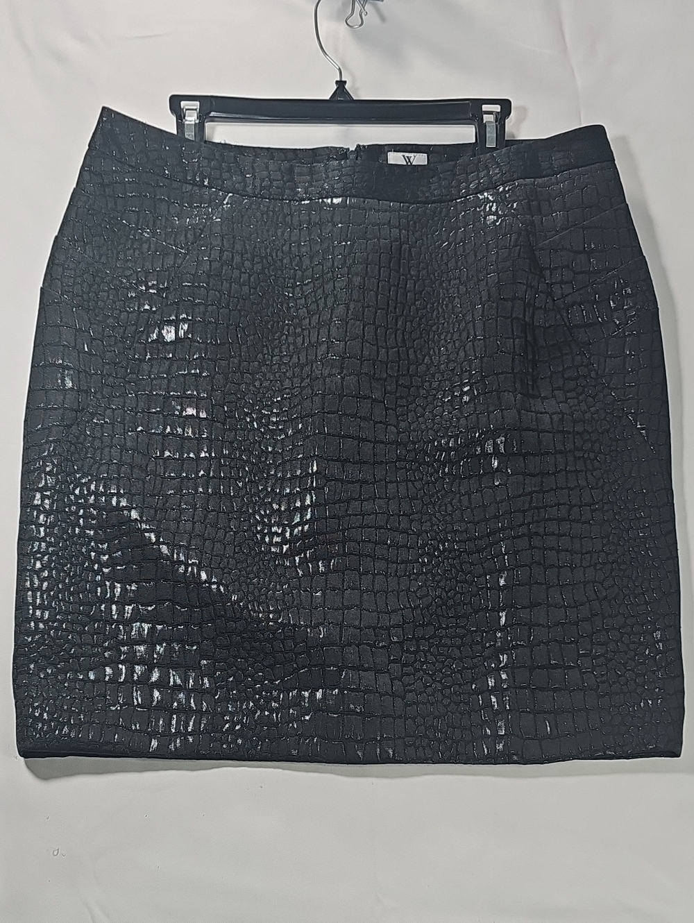 Worthington Black Croc-Embossed Midi Pencil Skirt
